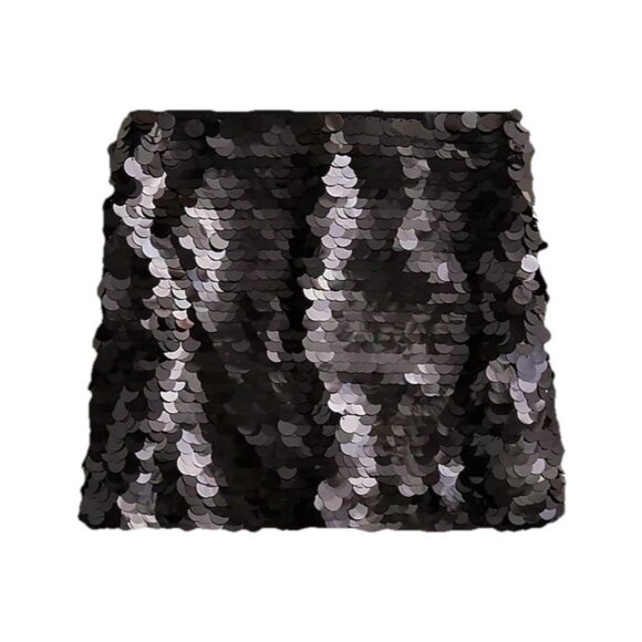NWT Abercrombie & Fitch Scarlett Sequin Mini Skort Skirt Black Sequined XL Party - Picture 1 of 11